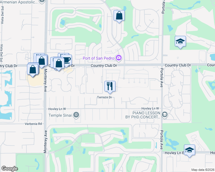 map of restaurants, bars, coffee shops, grocery stores, and more near 4150 Via Carrara in Palm Desert