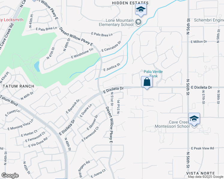 map of restaurants, bars, coffee shops, grocery stores, and more near 85254 North 51st Street in Cave Creek