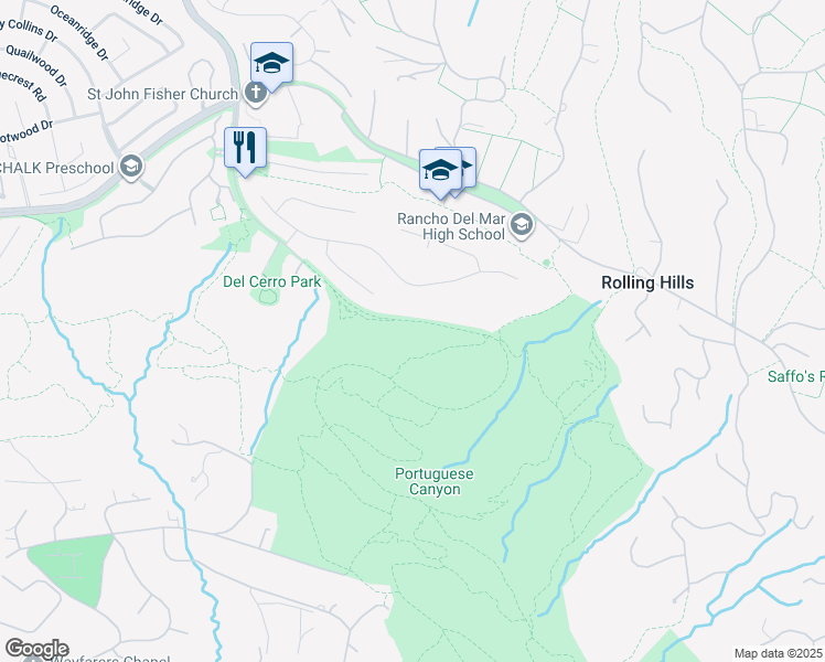 map of restaurants, bars, coffee shops, grocery stores, and more near 19 Amber Sky Drive in Rancho Palos Verdes