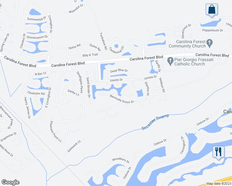 map of restaurants, bars, coffee shops, grocery stores, and more near 508 Windward Court in Myrtle Beach