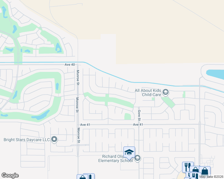 map of restaurants, bars, coffee shops, grocery stores, and more near 82283 Sardinia Road in Indio