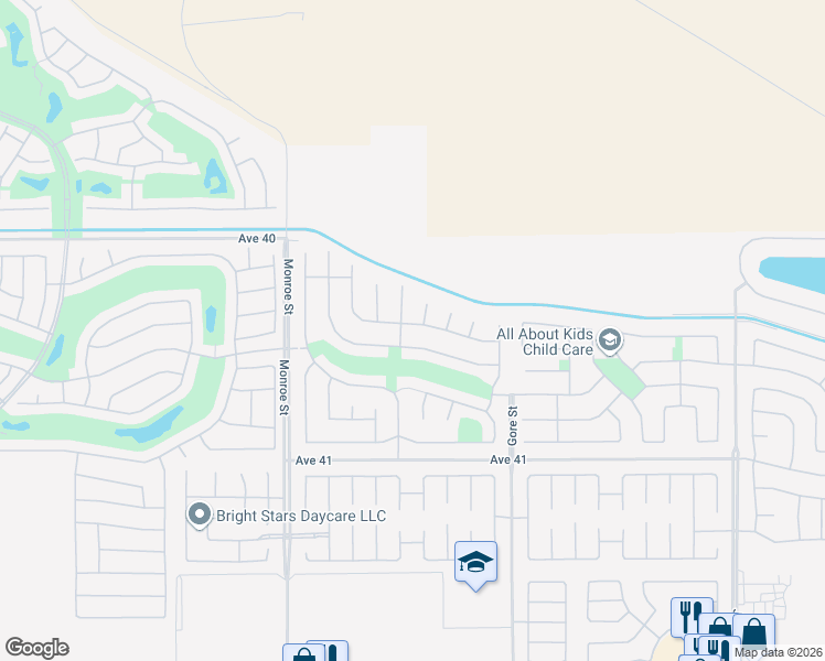 map of restaurants, bars, coffee shops, grocery stores, and more near 82283 Sardinia Road in Indio