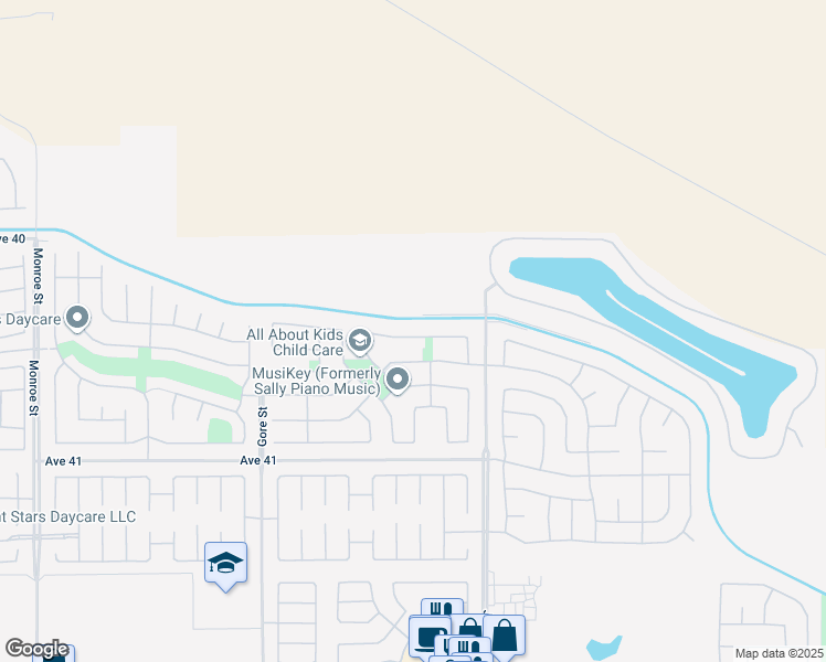map of restaurants, bars, coffee shops, grocery stores, and more near 82832 Mount Riley Drive in Indio