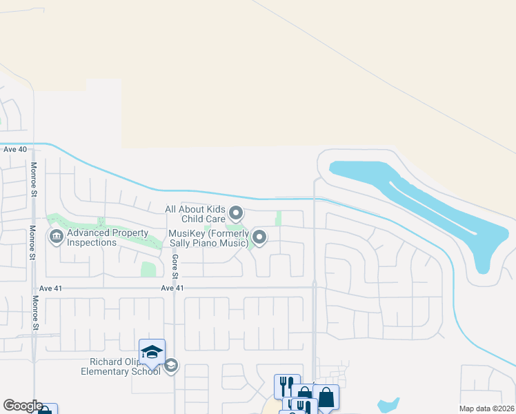 map of restaurants, bars, coffee shops, grocery stores, and more near 82806 Mount Riley Drive in Indio