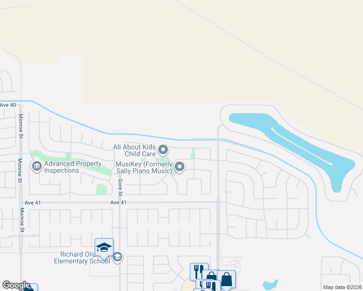 map of restaurants, bars, coffee shops, grocery stores, and more near 82806 Mount Riley Drive in Indio