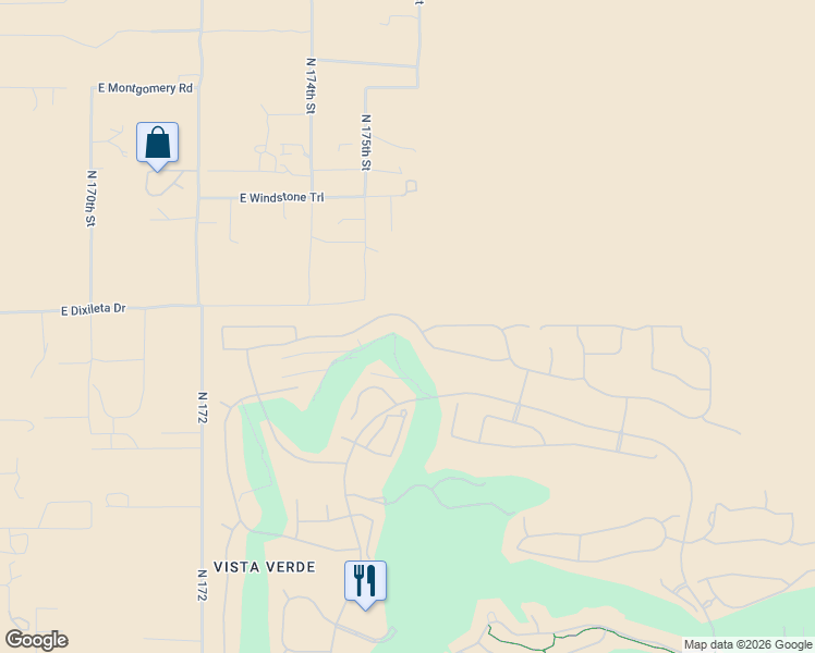 map of restaurants, bars, coffee shops, grocery stores, and more near 17608 East Fort Verde Road in Rio Verde