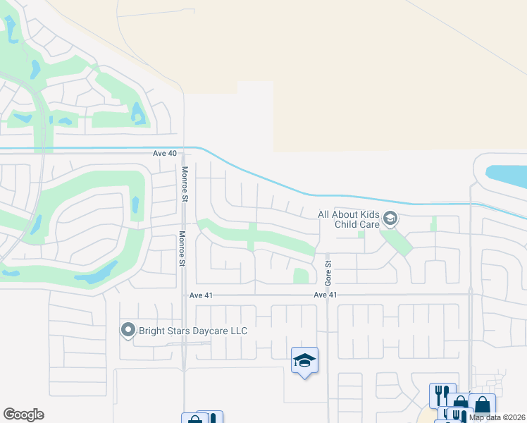 map of restaurants, bars, coffee shops, grocery stores, and more near 82283 Sardinia Road in Indio