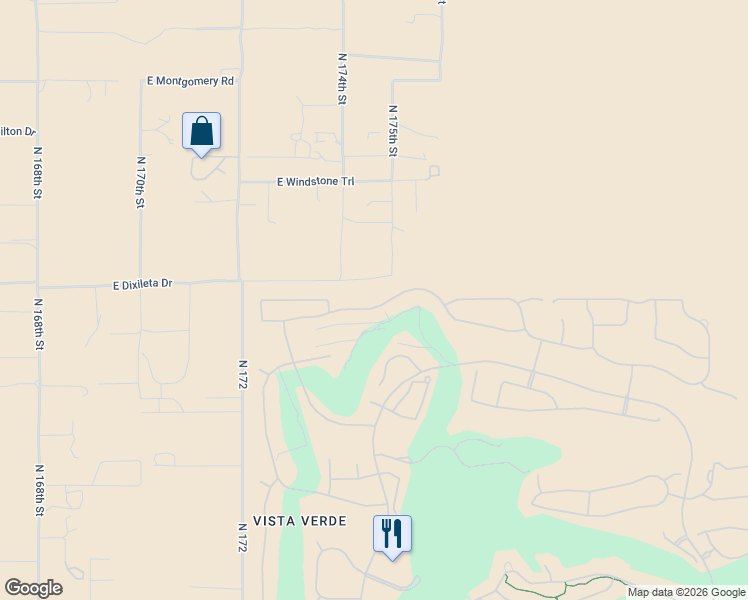 map of restaurants, bars, coffee shops, grocery stores, and more near 17444 East Fort Verde Road in Rio Verde