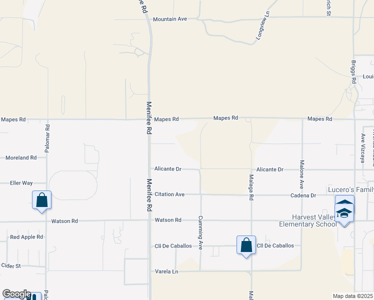 map of restaurants, bars, coffee shops, grocery stores, and more near 29163 Patelli Way in Menifee