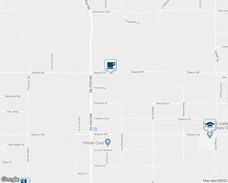 map of restaurants, bars, coffee shops, grocery stores, and more near 29163 Patelli Way in Menifee