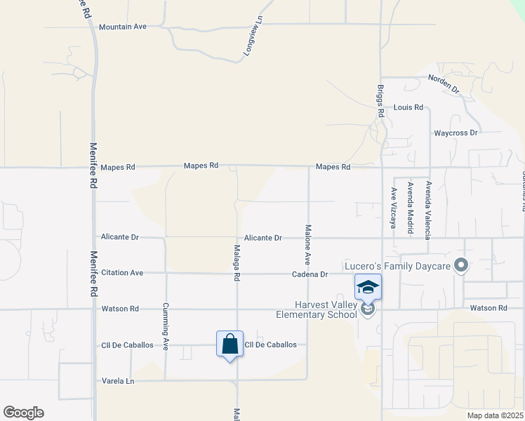 map of restaurants, bars, coffee shops, grocery stores, and more near 29607 Patelli Way in Menifee