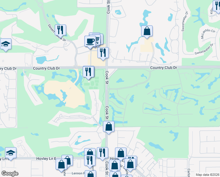 map of restaurants, bars, coffee shops, grocery stores, and more near 2 Old Ranch Road in Palm Desert