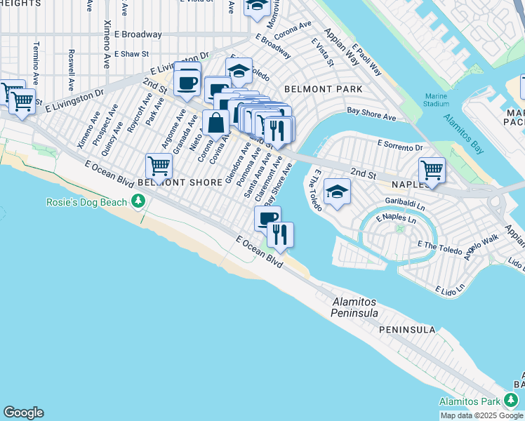 map of restaurants, bars, coffee shops, grocery stores, and more near in 