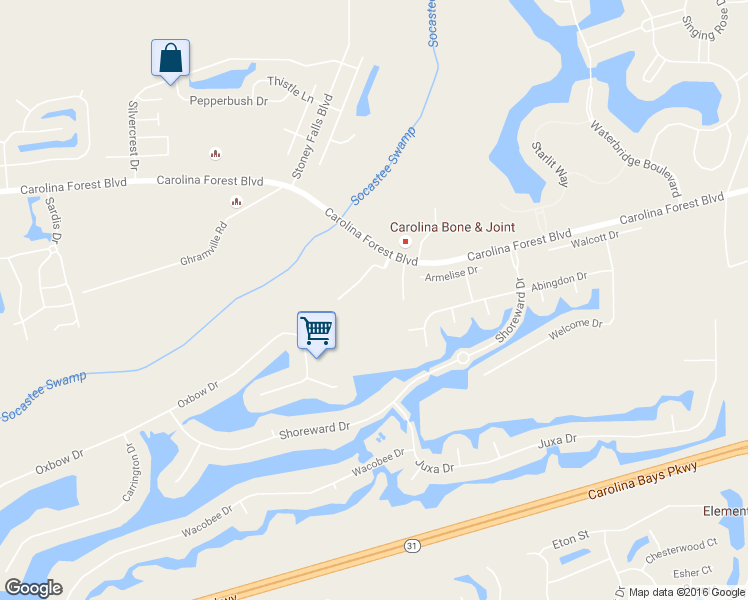 map of restaurants, bars, coffee shops, grocery stores, and more near 155 Westhaven Drive in Myrtle Beach