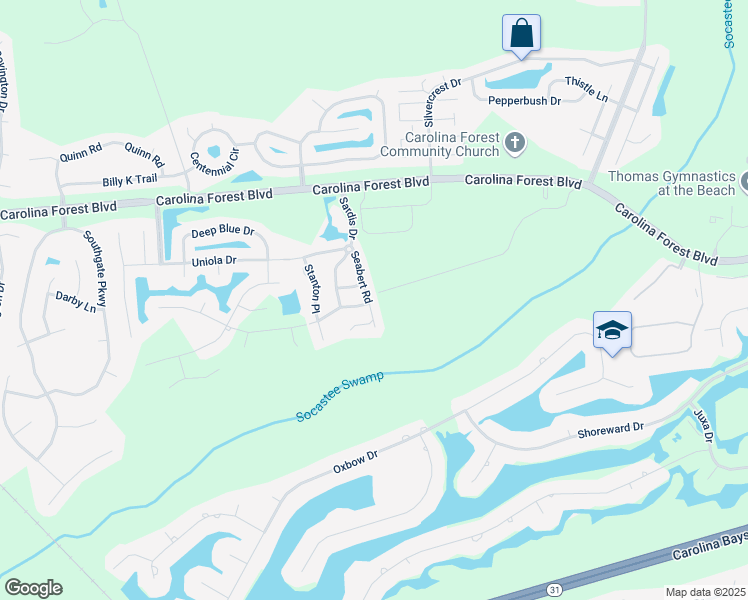 map of restaurants, bars, coffee shops, grocery stores, and more near 805 Sheridan Road in Myrtle Beach