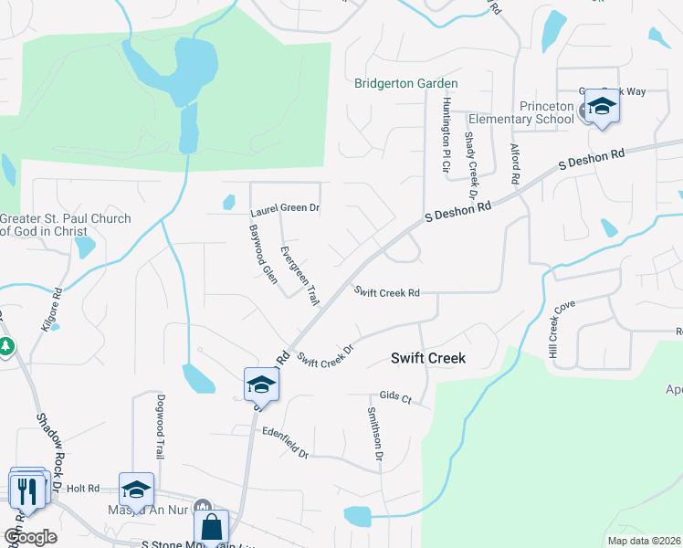 map of restaurants, bars, coffee shops, grocery stores, and more near 1306 Berryhill Drive in Lithonia