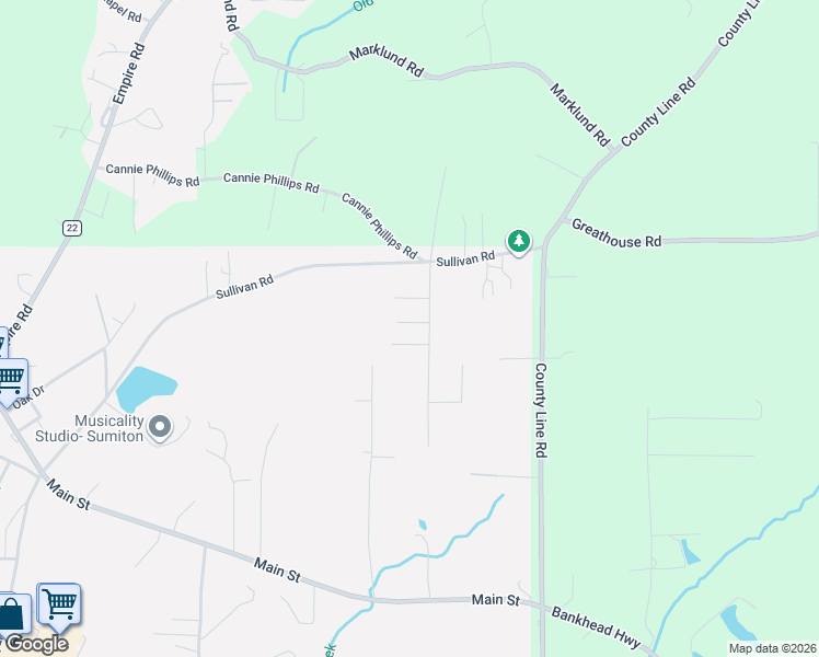 map of restaurants, bars, coffee shops, grocery stores, and more near 13-55 Glenda Circle in Sumiton