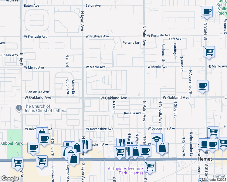 map of restaurants, bars, coffee shops, grocery stores, and more near in Hemet