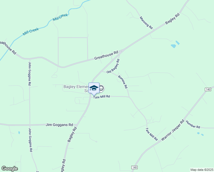 map of restaurants, bars, coffee shops, grocery stores, and more near 8581 Tate Mill Road in Dora