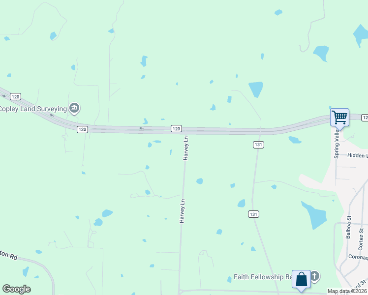 map of restaurants, bars, coffee shops, grocery stores, and more near 87 Harvey Lane in Denison