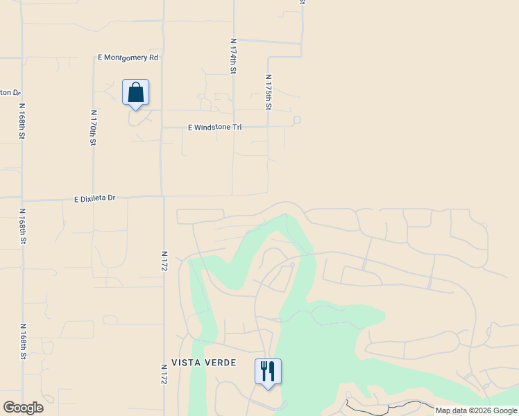 map of restaurants, bars, coffee shops, grocery stores, and more near 17444 East Fort Verde Road in Rio Verde