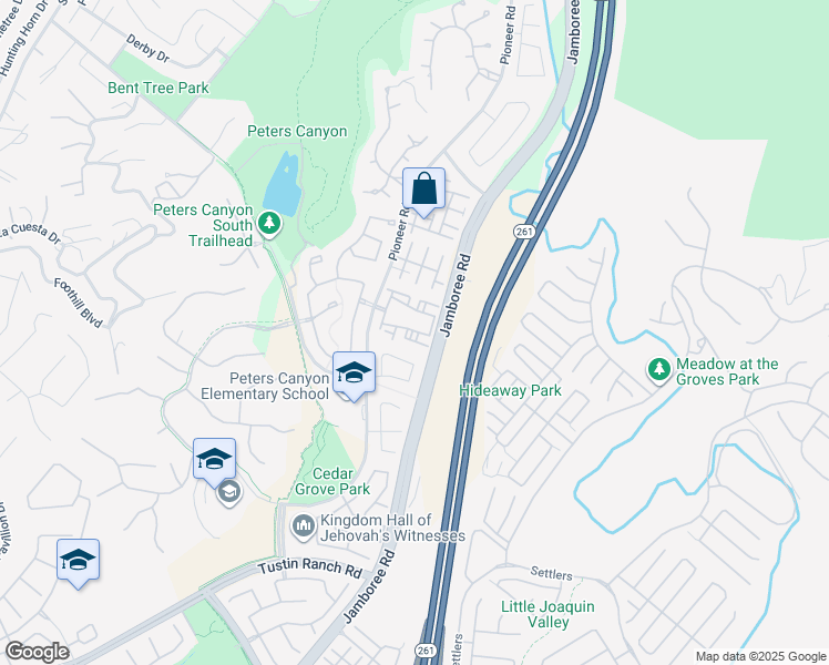 map of restaurants, bars, coffee shops, grocery stores, and more near 2771 Dunstan Drive in Tustin