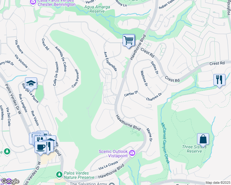 map of restaurants, bars, coffee shops, grocery stores, and more near 30256 Avenida Selecta in Rancho Palos Verdes