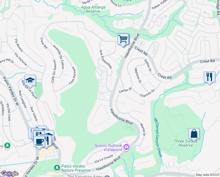 map of restaurants, bars, coffee shops, grocery stores, and more near 30256 Avenida Selecta in Rancho Palos Verdes