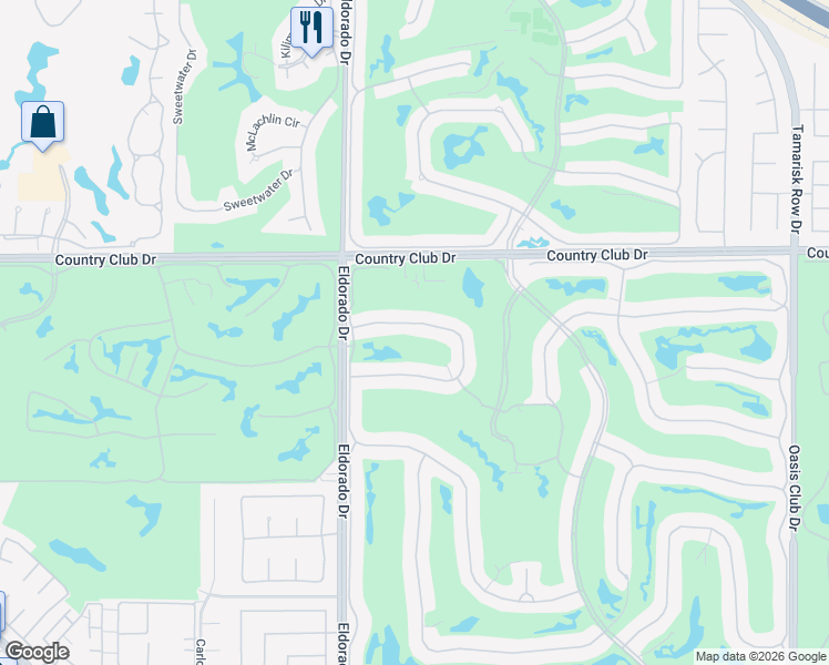 map of restaurants, bars, coffee shops, grocery stores, and more near 212 White Horse Trail in Palm Desert