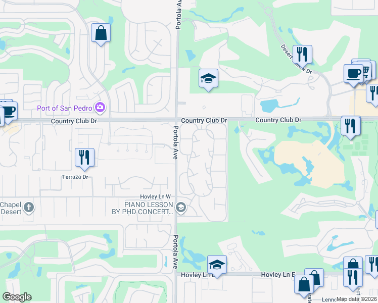 map of restaurants, bars, coffee shops, grocery stores, and more near 44 Acapulco Drive in Palm Desert