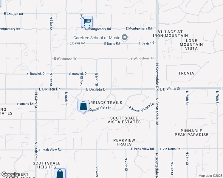 map of restaurants, bars, coffee shops, grocery stores, and more near East Dixileta Drive in Scottsdale