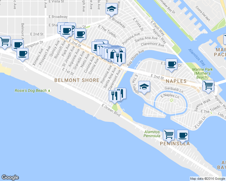 map of restaurants, bars, coffee shops, grocery stores, and more near in 