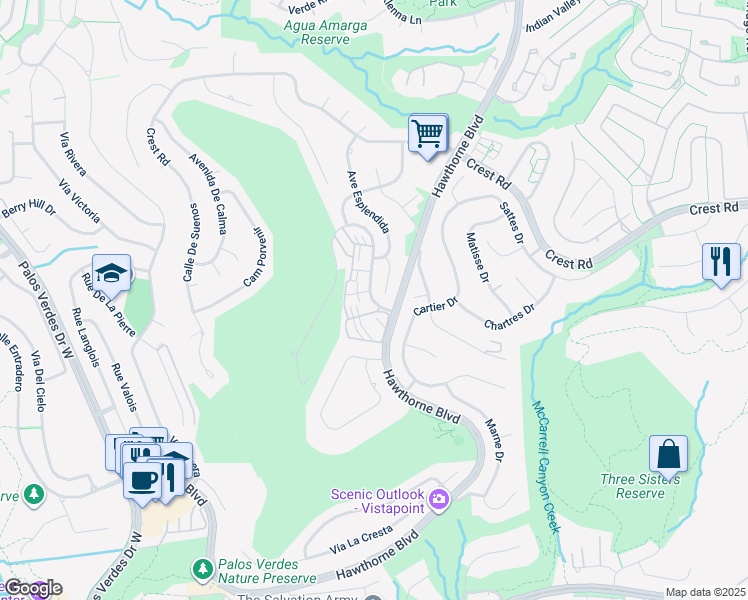 map of restaurants, bars, coffee shops, grocery stores, and more near 30242 Avenida Selecta in Rancho Palos Verdes