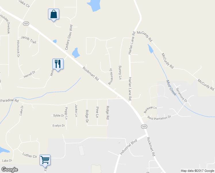 map of restaurants, bars, coffee shops, grocery stores, and more near 0 Brookside Drive in Villa Rica