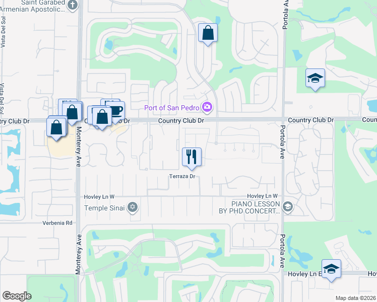 map of restaurants, bars, coffee shops, grocery stores, and more near 4305 Minori Court in Palm Desert
