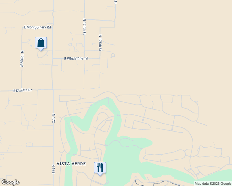 map of restaurants, bars, coffee shops, grocery stores, and more near 17608 East Fort Verde Road in Rio Verde