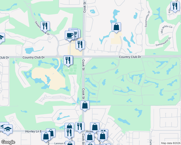 map of restaurants, bars, coffee shops, grocery stores, and more near 2 Old Ranch Road in Palm Desert