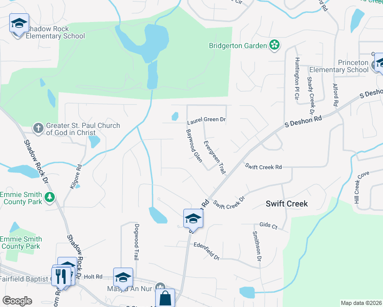 map of restaurants, bars, coffee shops, grocery stores, and more near 1265 Baywood Glen in Lithonia