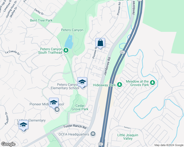 map of restaurants, bars, coffee shops, grocery stores, and more near 2640 Dunstan Drive in Tustin