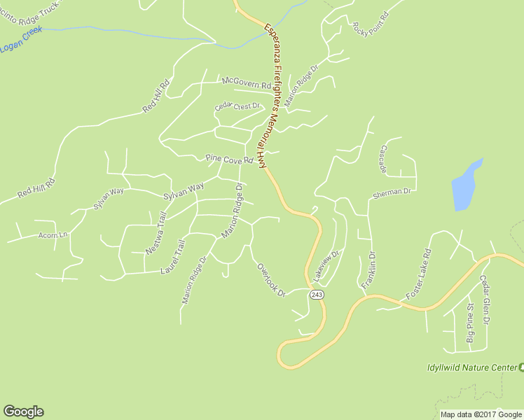 map of restaurants, bars, coffee shops, grocery stores, and more near 52900 Cedar Drive in Idyllwild-Pine Cove