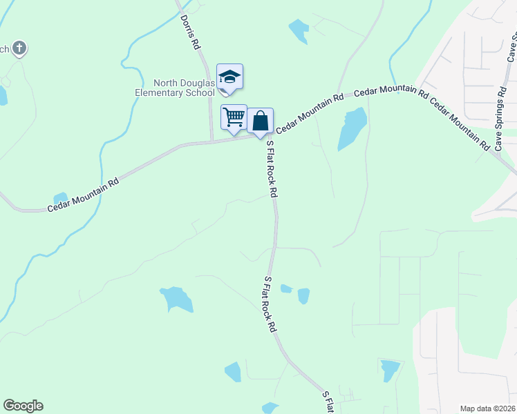 map of restaurants, bars, coffee shops, grocery stores, and more near 1855 South Flat Rock Road in Douglasville