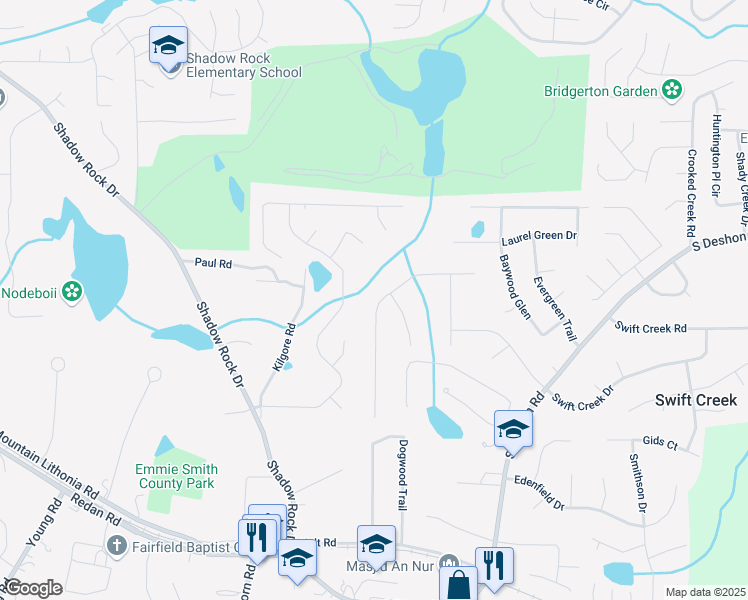 map of restaurants, bars, coffee shops, grocery stores, and more near 6182 Silver Spur Drive in Lithonia
