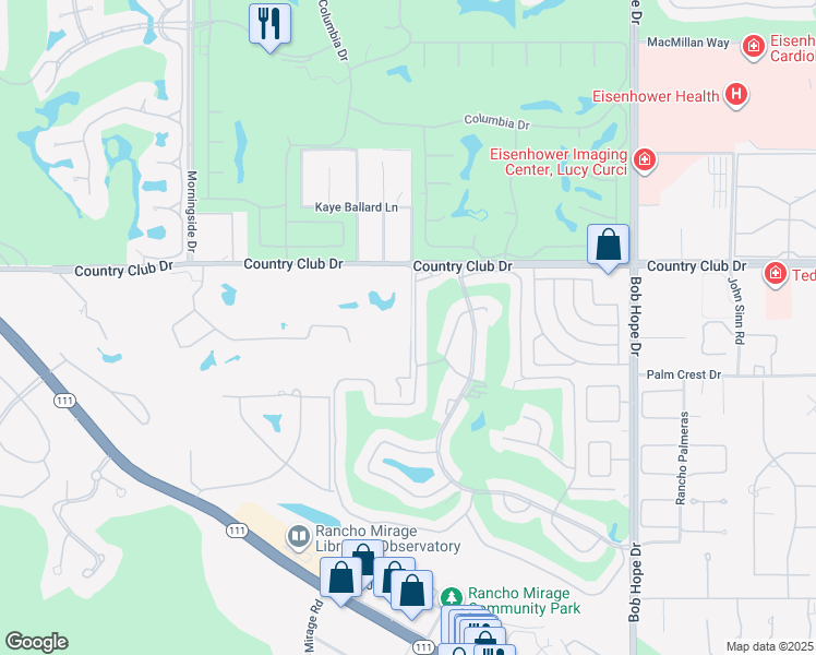 map of restaurants, bars, coffee shops, grocery stores, and more near 40281 Sand Dune Road in Rancho Mirage
