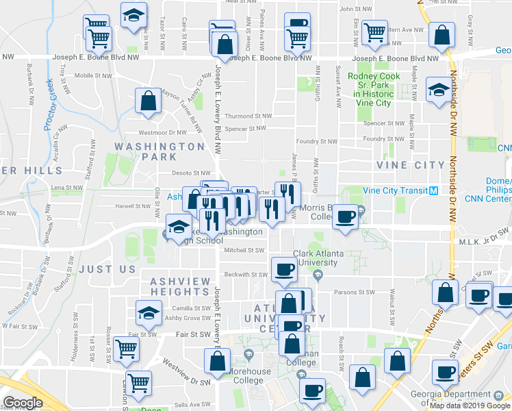 map of restaurants, bars, coffee shops, grocery stores, and more near 758 Liberty Commons Drive Northwest in Atlanta