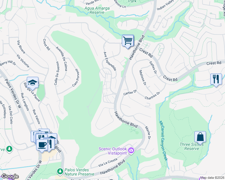 map of restaurants, bars, coffee shops, grocery stores, and more near 30251 Avenida Selecta in Rancho Palos Verdes