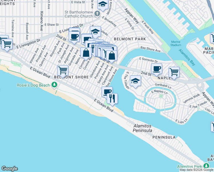 map of restaurants, bars, coffee shops, grocery stores, and more near in 