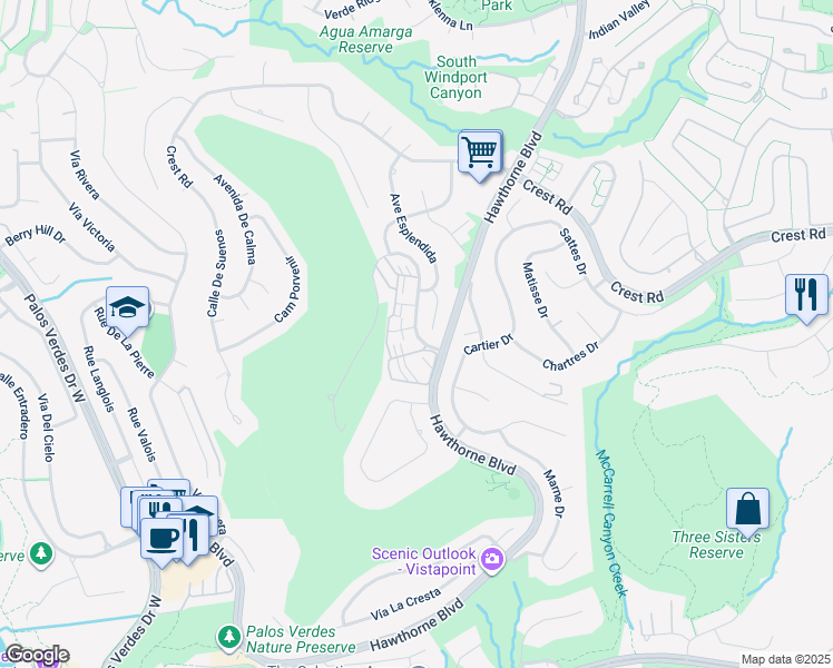 map of restaurants, bars, coffee shops, grocery stores, and more near 30242 Avenida Selecta in Rancho Palos Verdes