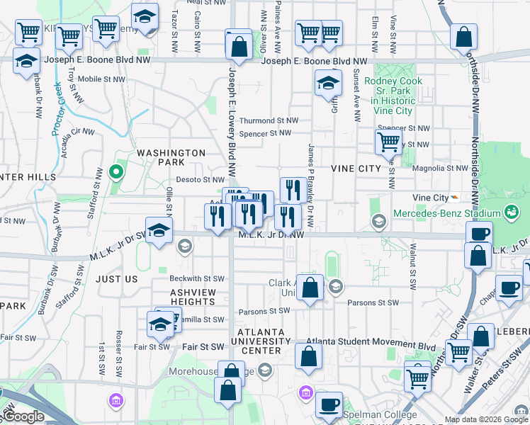 map of restaurants, bars, coffee shops, grocery stores, and more near 755 Liberty Commons Drive in Atlanta