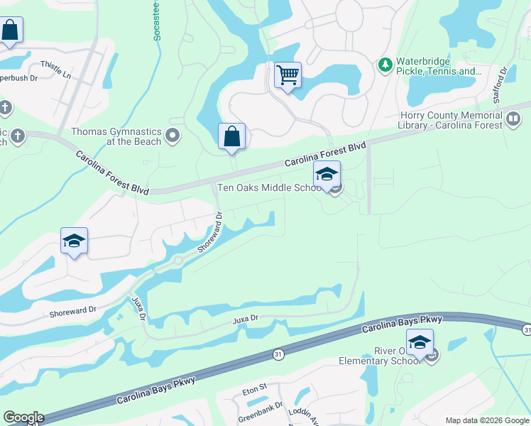map of restaurants, bars, coffee shops, grocery stores, and more near 9057 Abingdon Drive in Myrtle Beach