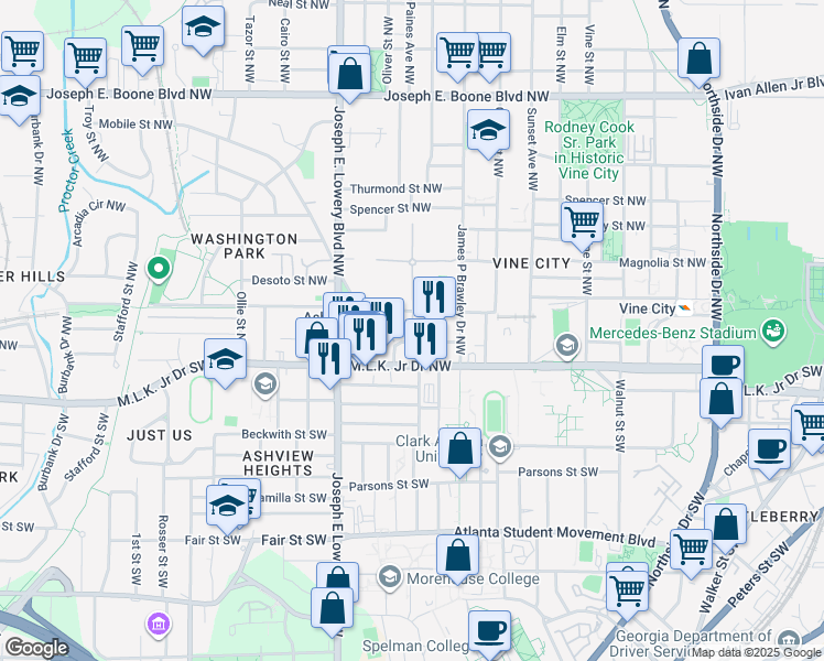 map of restaurants, bars, coffee shops, grocery stores, and more near 806 Liberty Commons Drive in Atlanta